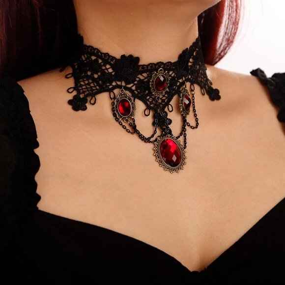 Lace Gothic Choker Necklace for Women - Picture 3 of 7